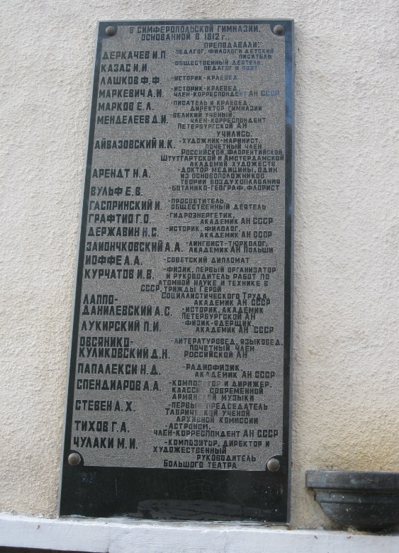 Мемориальная доска в Симферополе